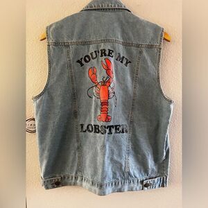 NEW FRIENDS TV Series SZ Medium Blue Jean Denim Vest "You're My Lobster"